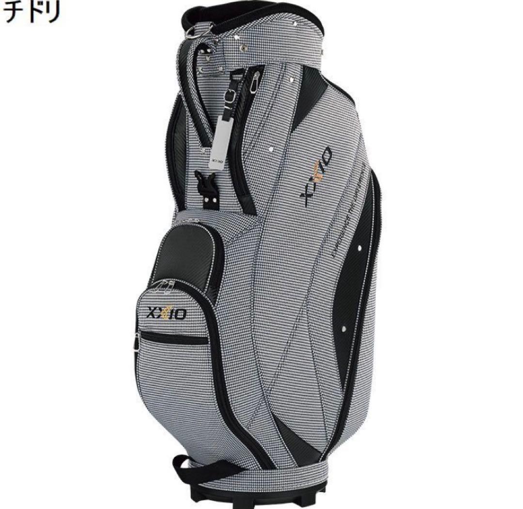 新品未使用XXIOゼクシオ ゴルフ キャディバッグ 千鳥格子柄 グレー系