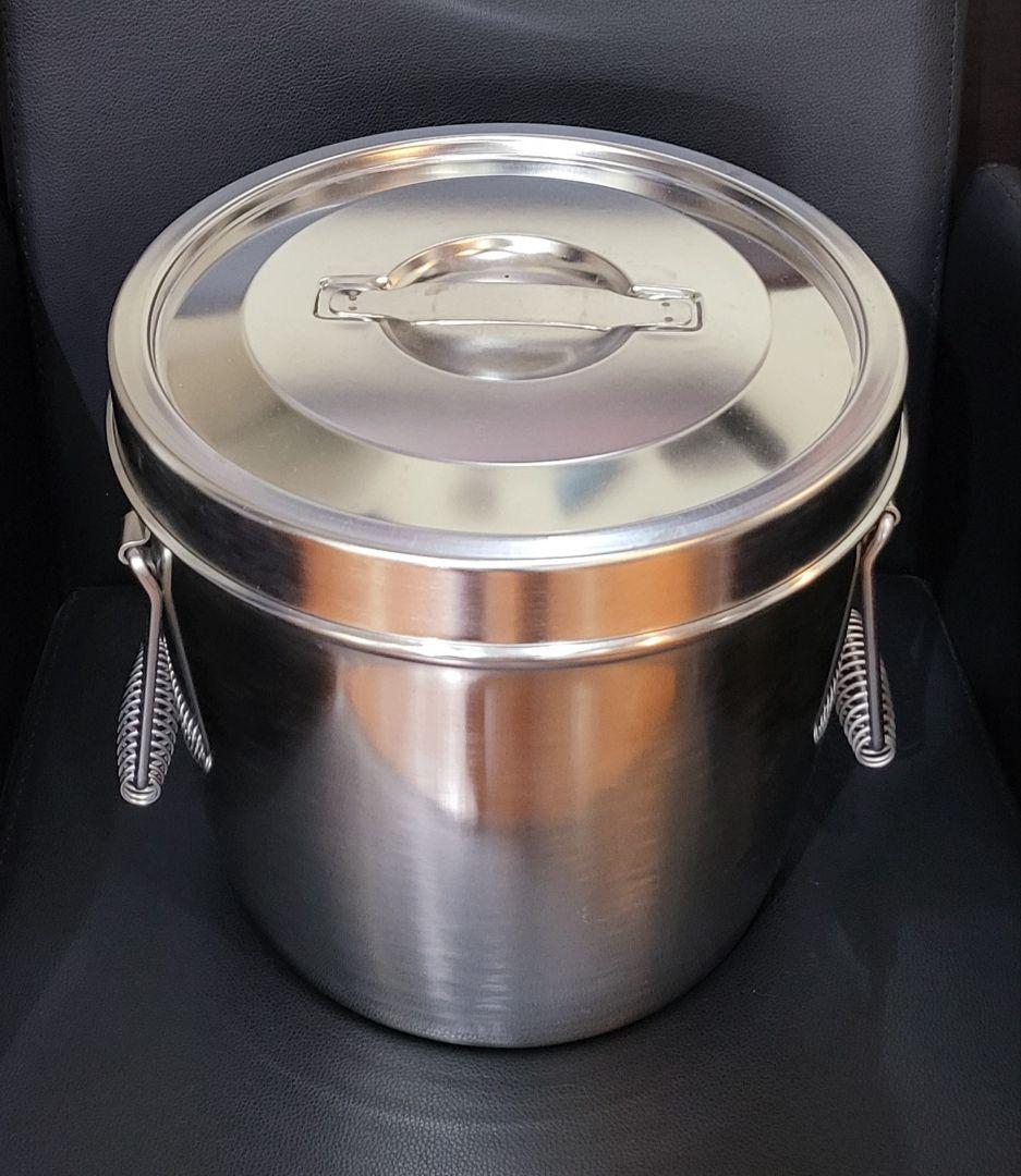 二重汁食缶 中蓋式 両手式　クリップ無 楽天市場】18-8 ステンレス二重保温食缶両手(中蓋式) クリップ付 6L_