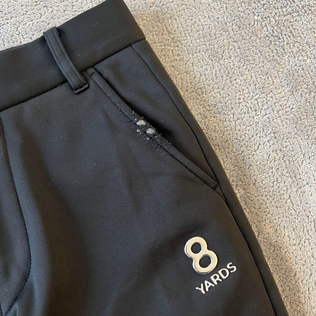 8YARDS ハチヤーズ 裏起毛 蓄熱 ゴルフパンツ レディース 黒 XS ロゴ