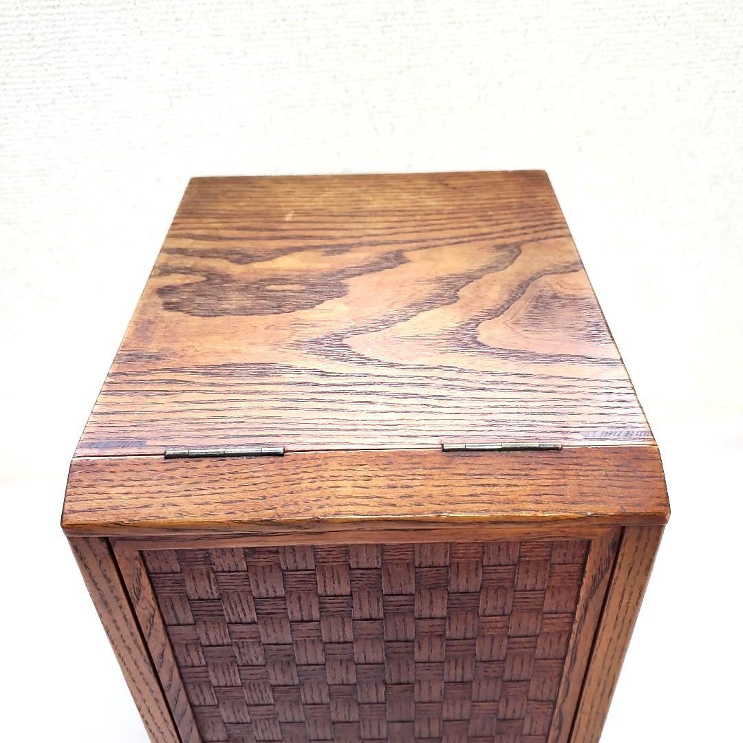 高級木工】江戸指物 箱鏡台 キハダ材 桑材 網代編み模様 昭和レトロ
