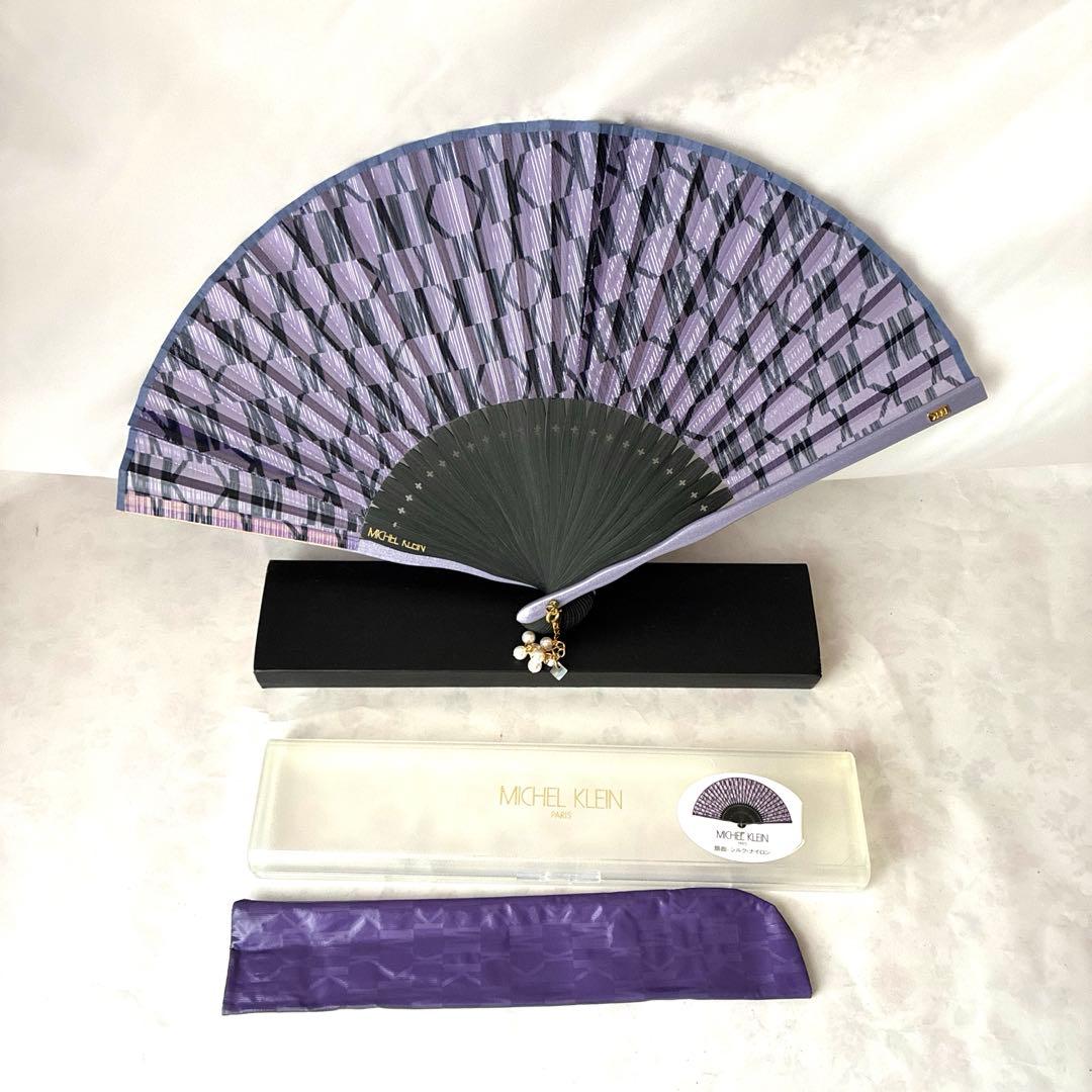 MICHE KLEIN パープル 紫 扇子 せんす MKロゴ ミッシェル クラン