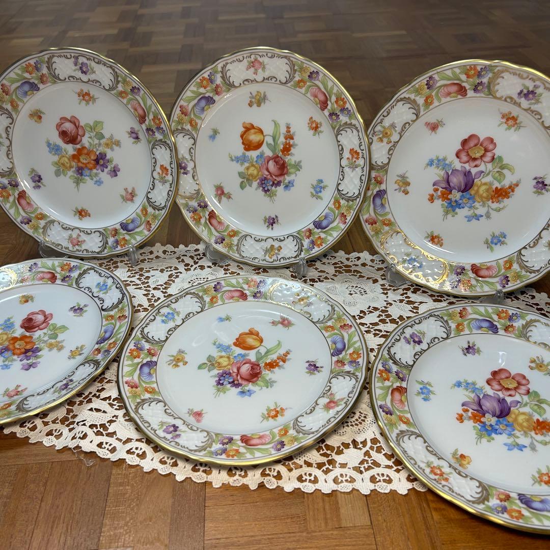 ドレスデンフラワー シューマンババリア プレート 6枚セット！ ケーキ