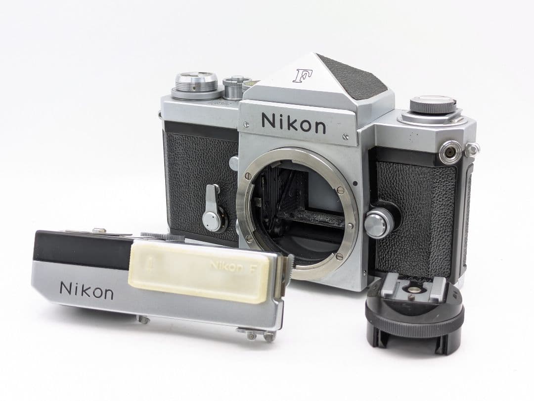 完動品！NIKON F アイレベル 初期型 富士山ロゴ 露出計付き！ 稀少完動品】Nikon F 黒アイレベル 富士山マーク シリアルF670 付属品