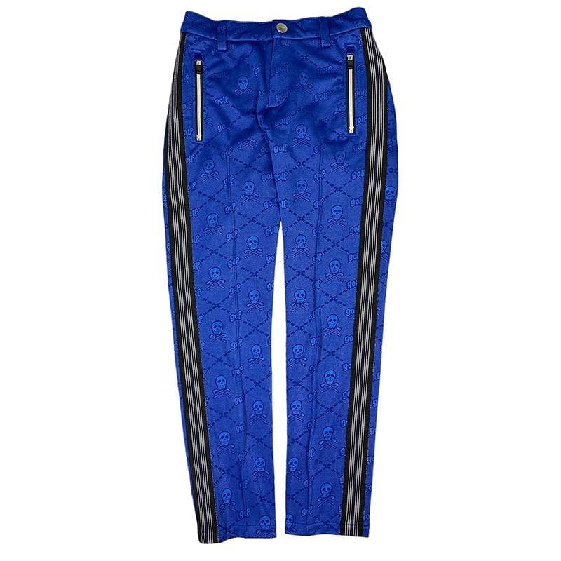 マークアンドロナ トラックパンツ スカル 総柄 ブルー 38 ゴルフ