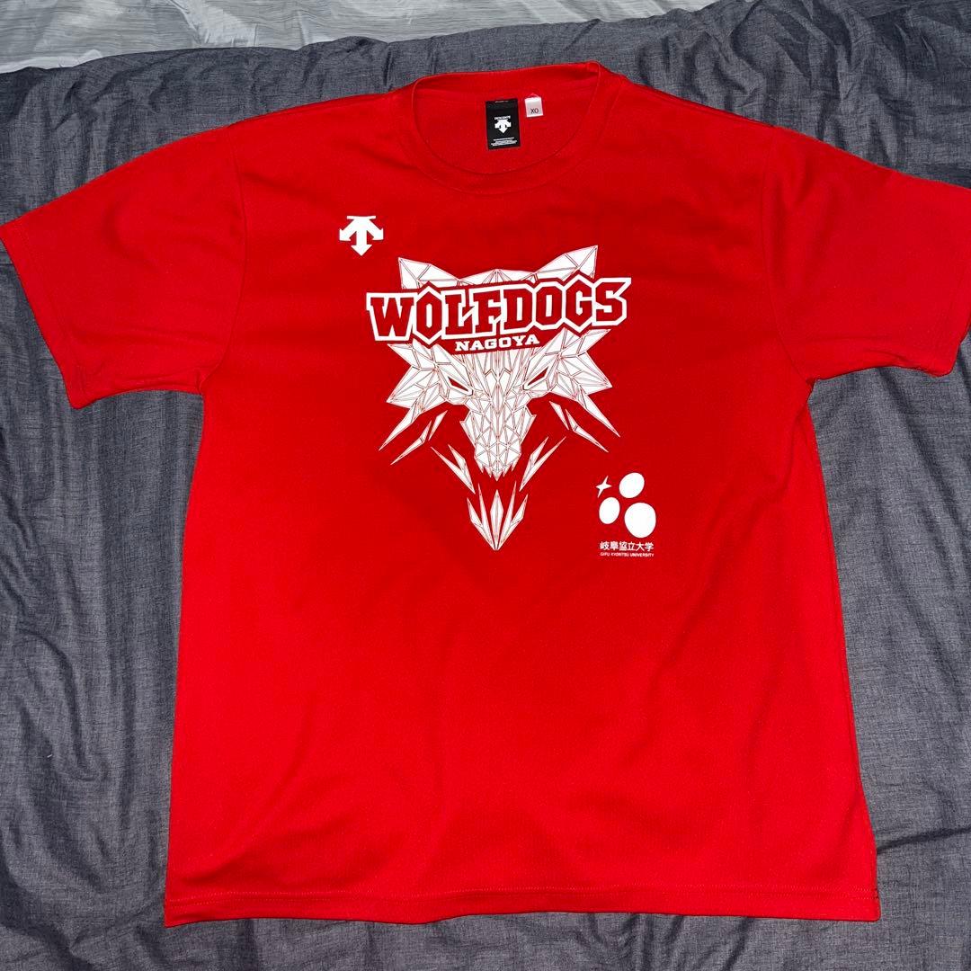 DESCENTE WOLFDOGS NAGOYA シャツ XO 赤 - メルカリ