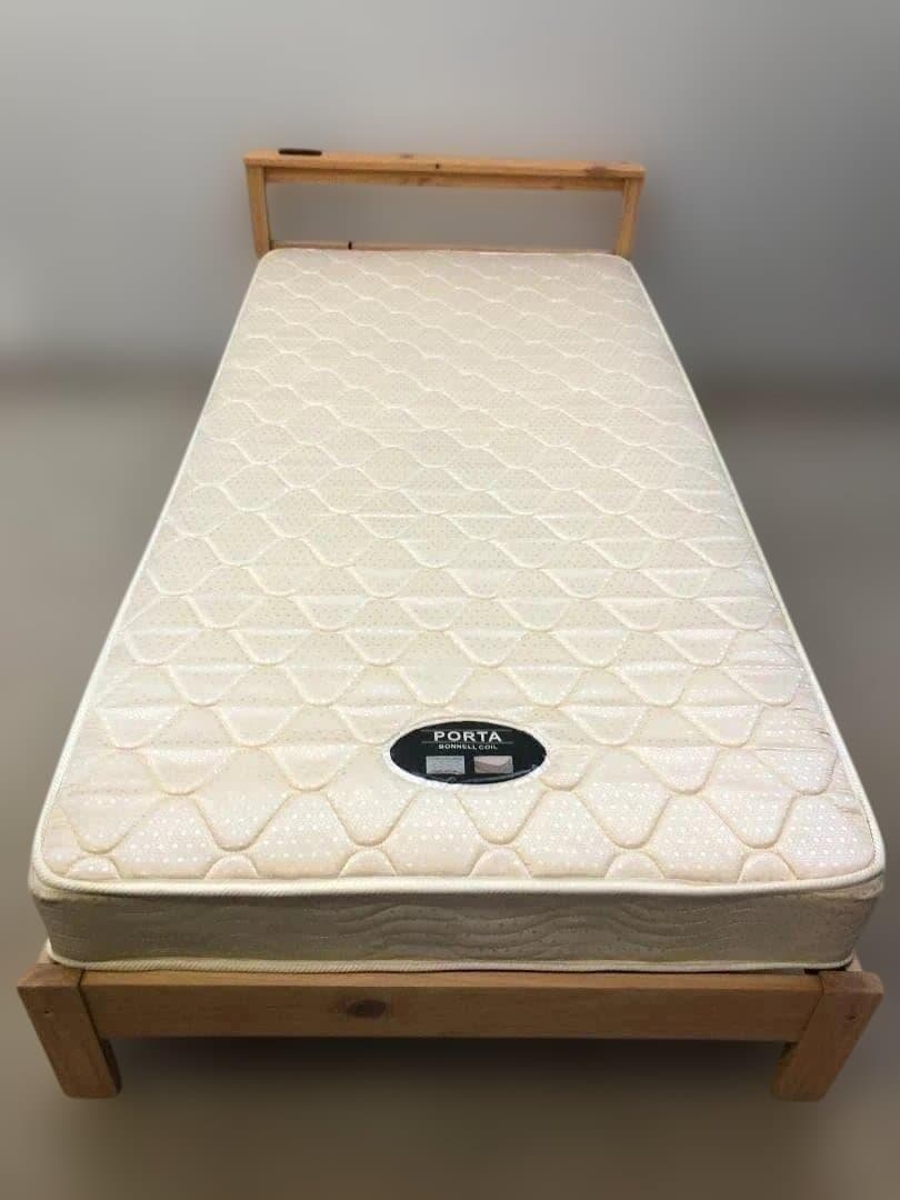 シングルベット　フレーム　ニトリマットレス　　1008-3 非課税】電動シングルベッドフレーム + マットレス + サイドガード2本