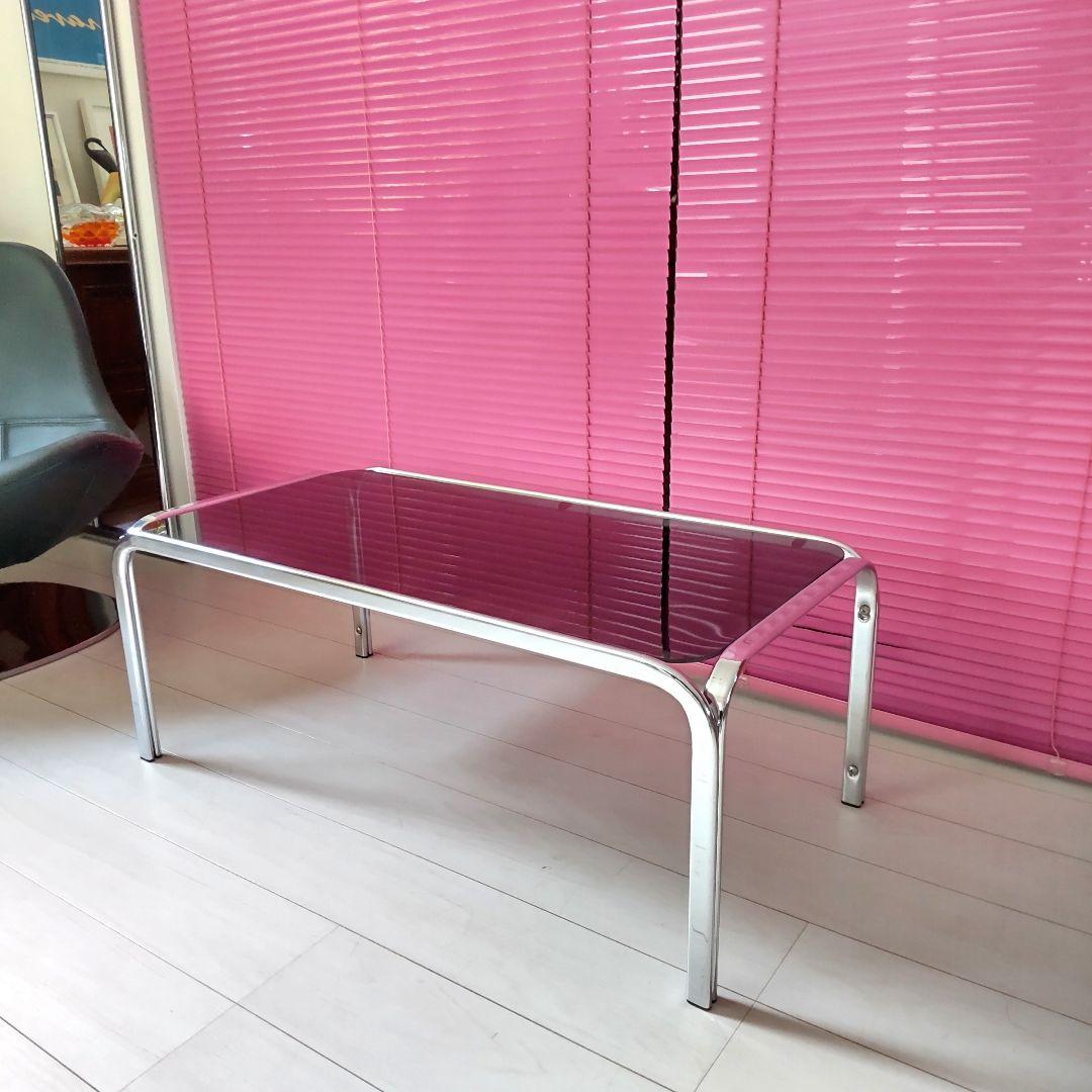 スモーク ガラスセンターテーブル アイアンフレーム ミッド