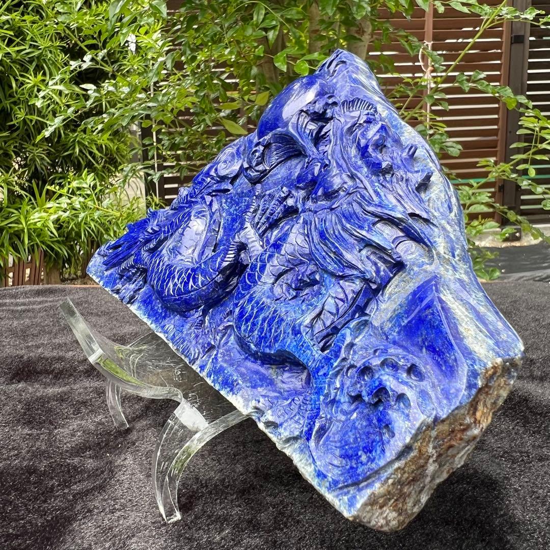 新年開運にも✨極上の逸品☆青龍✨ラピスラズリ 龍彫り 原石 天然石
