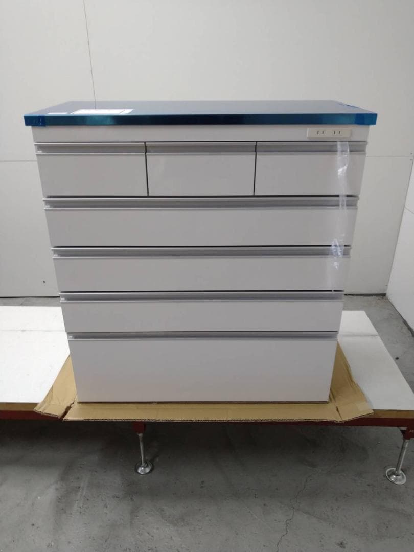 ◎6087 ステンレス頑丈ハイカウンター幅90 ホワイト 完成品 日本製 キッチンカウンター ステンレス天板 幅90 高さ100 5段