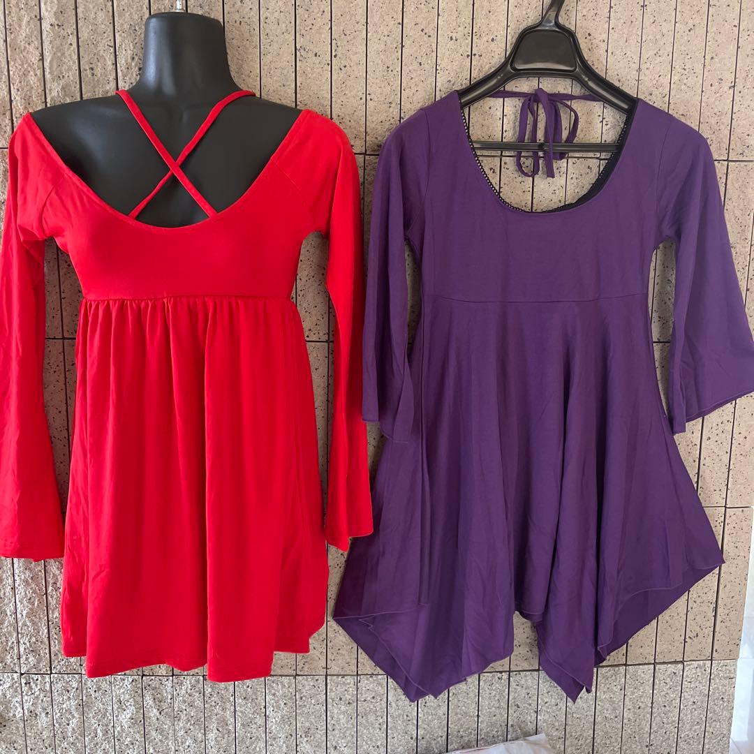 社交ダンス レッスンウェア 赤 紫 セット トップス - メルカリ