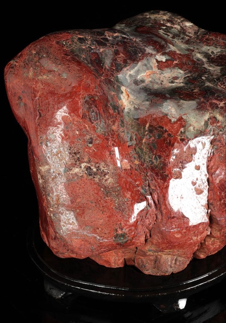 佐渡 赤玉石 碧玉 赤石 鑑賞石 水石 原石 鑑賞石 飾石 台座付 47.5kg