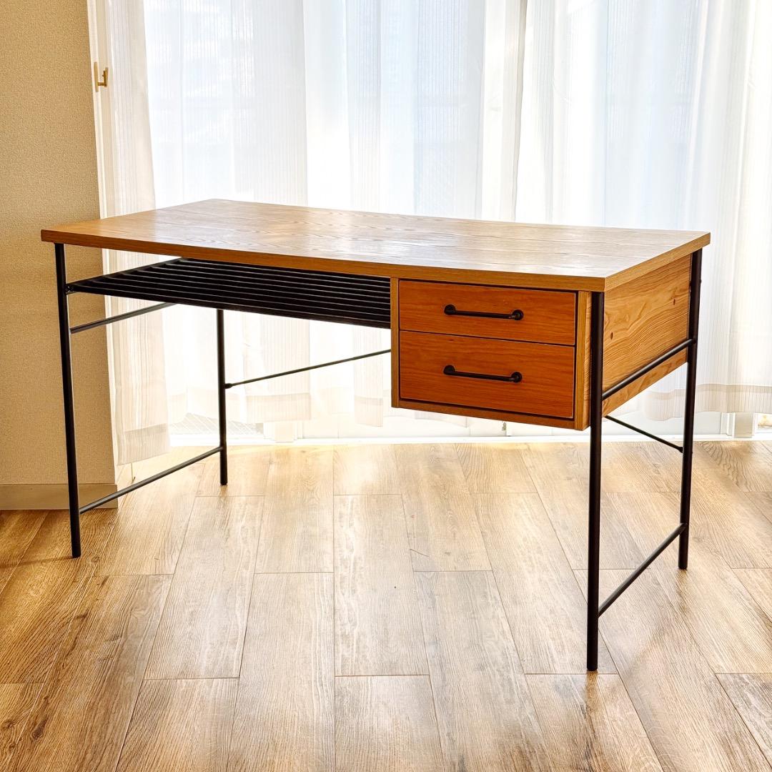LOWYA PCデスク 引き出し天然木使用ヴィンテージオフィス【販売終了品】 パソコンデスク(ウォルナット/オーク)天然木使用のヴィンテージ
