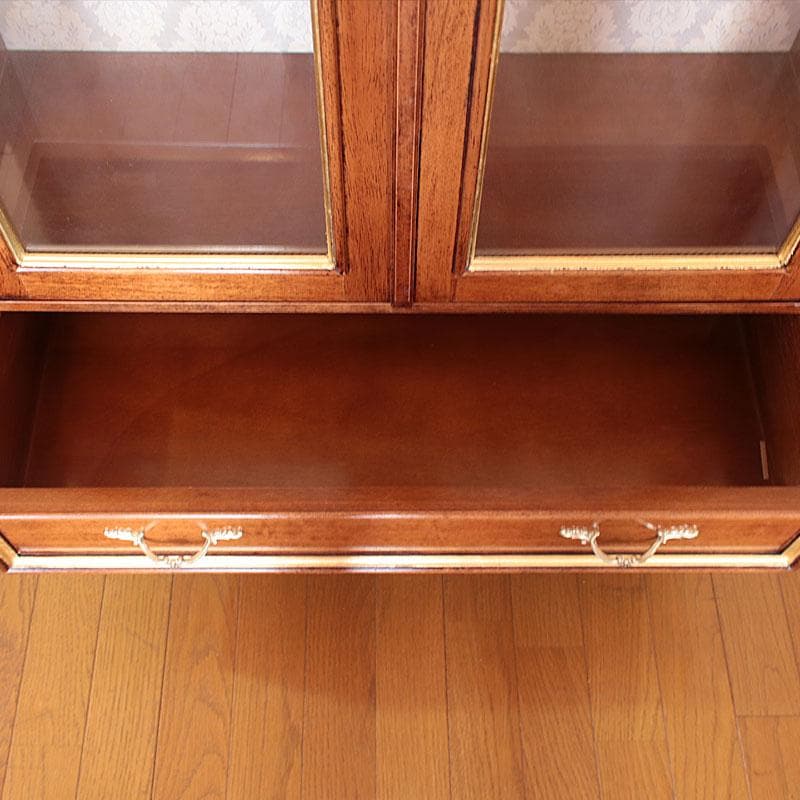 ガラスキャビネット 鍵付き扉 ゴールド装飾 飾り棚 猫脚 214-1246