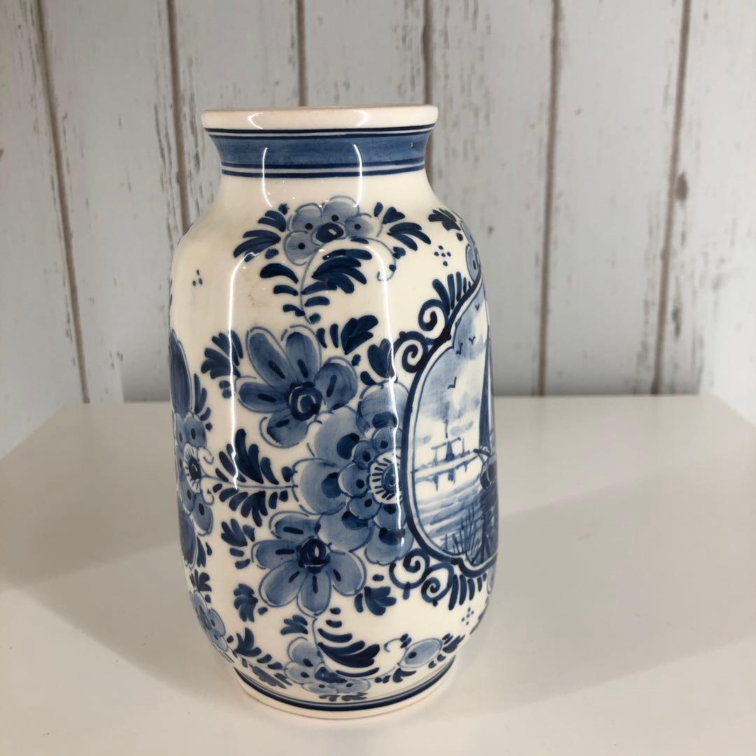 オランダ製 デルフト焼き花瓶 - メルカリ
