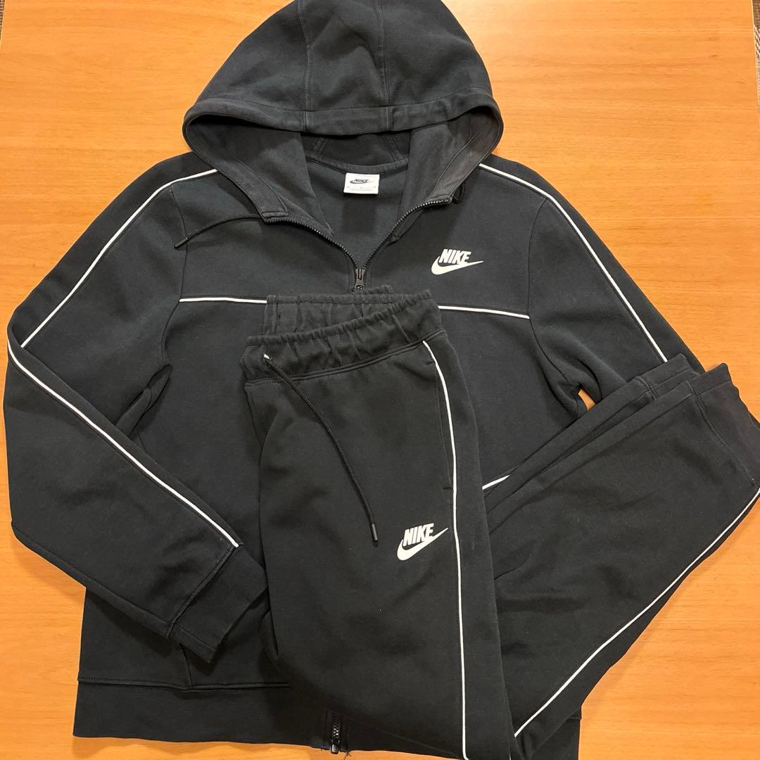 Nike セットアップ 黒 フード付き レディース M 上下セット ジャージ
