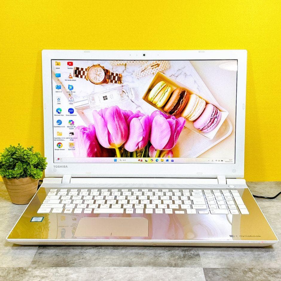 おしゃれゴールド❣新品SSDで快適✨ブルーレイ フルHD 薄型 カメラWin11 きれいな白❣新品SSD480GB✨カメラ付 ブルーレイ フルHD 薄型Win11