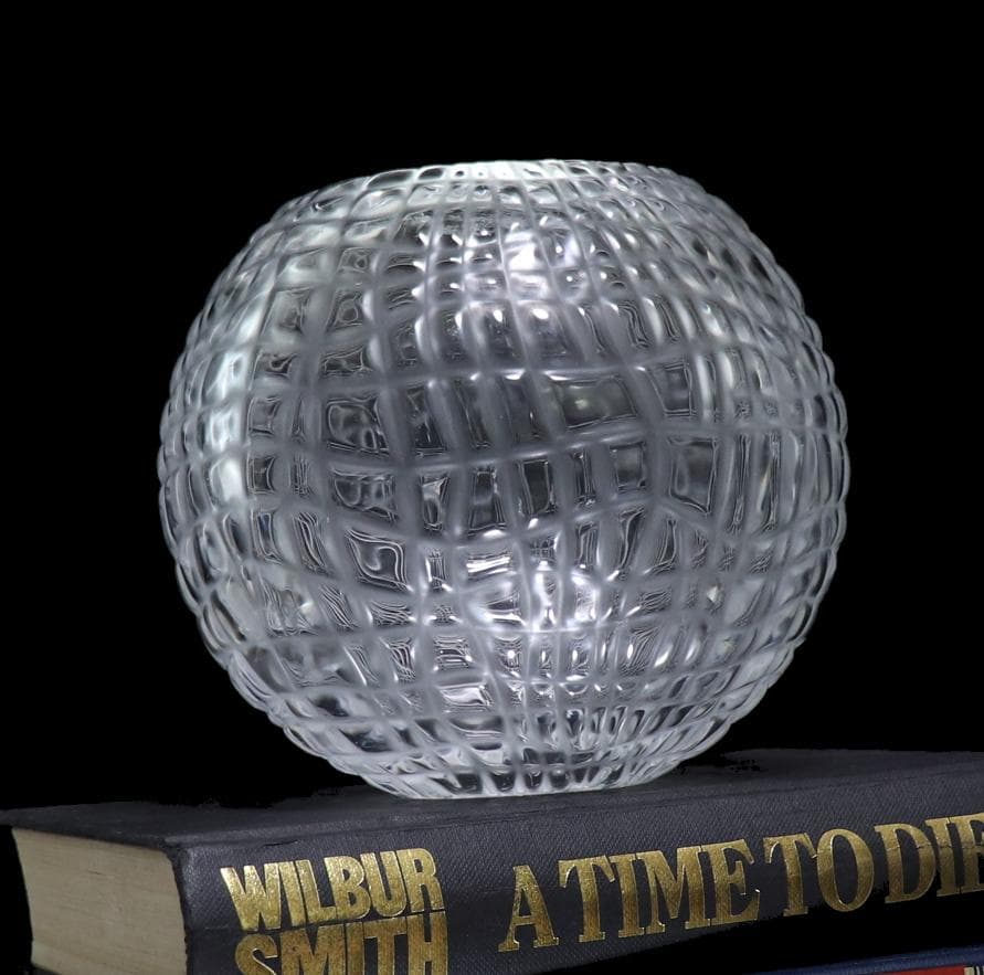 バカラ 珍品 ヴィンテージ クロコ型 フロスト加工 大型 1.1kg 花瓶 丸型