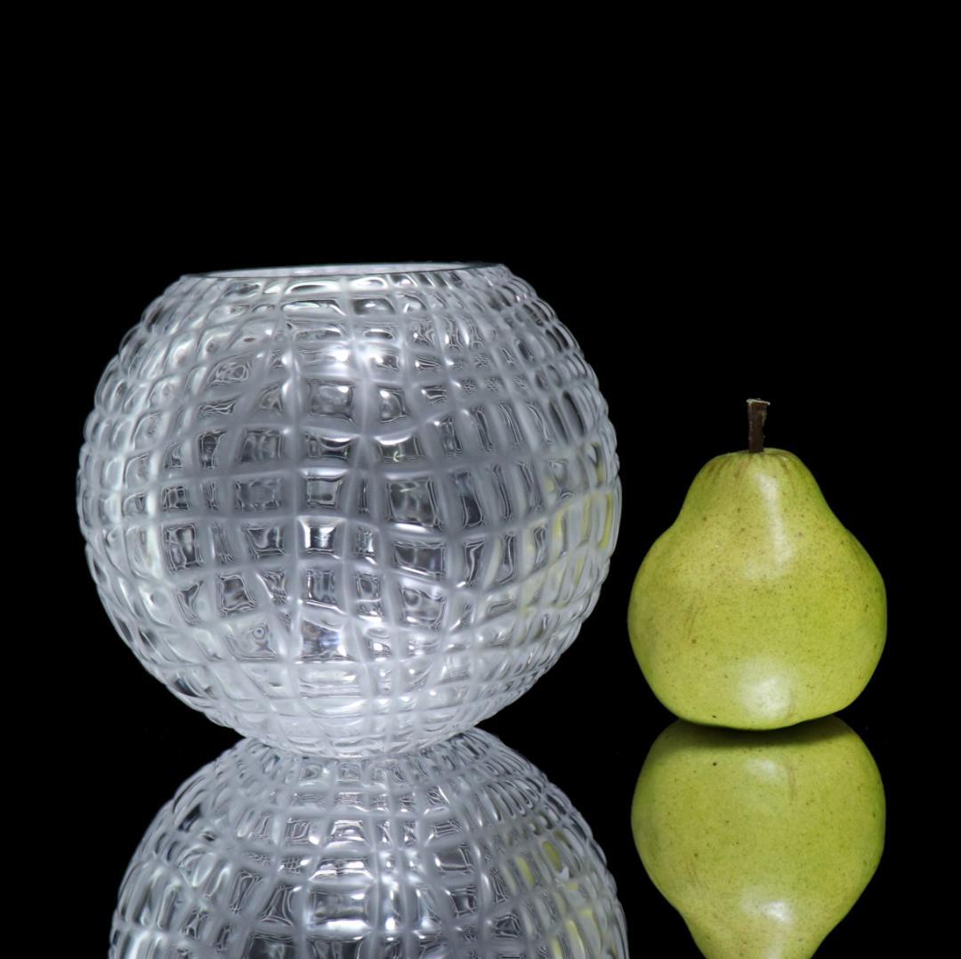 バカラ 珍品 ヴィンテージ クロコ型 フロスト加工 大型 1.1kg 花瓶 丸型