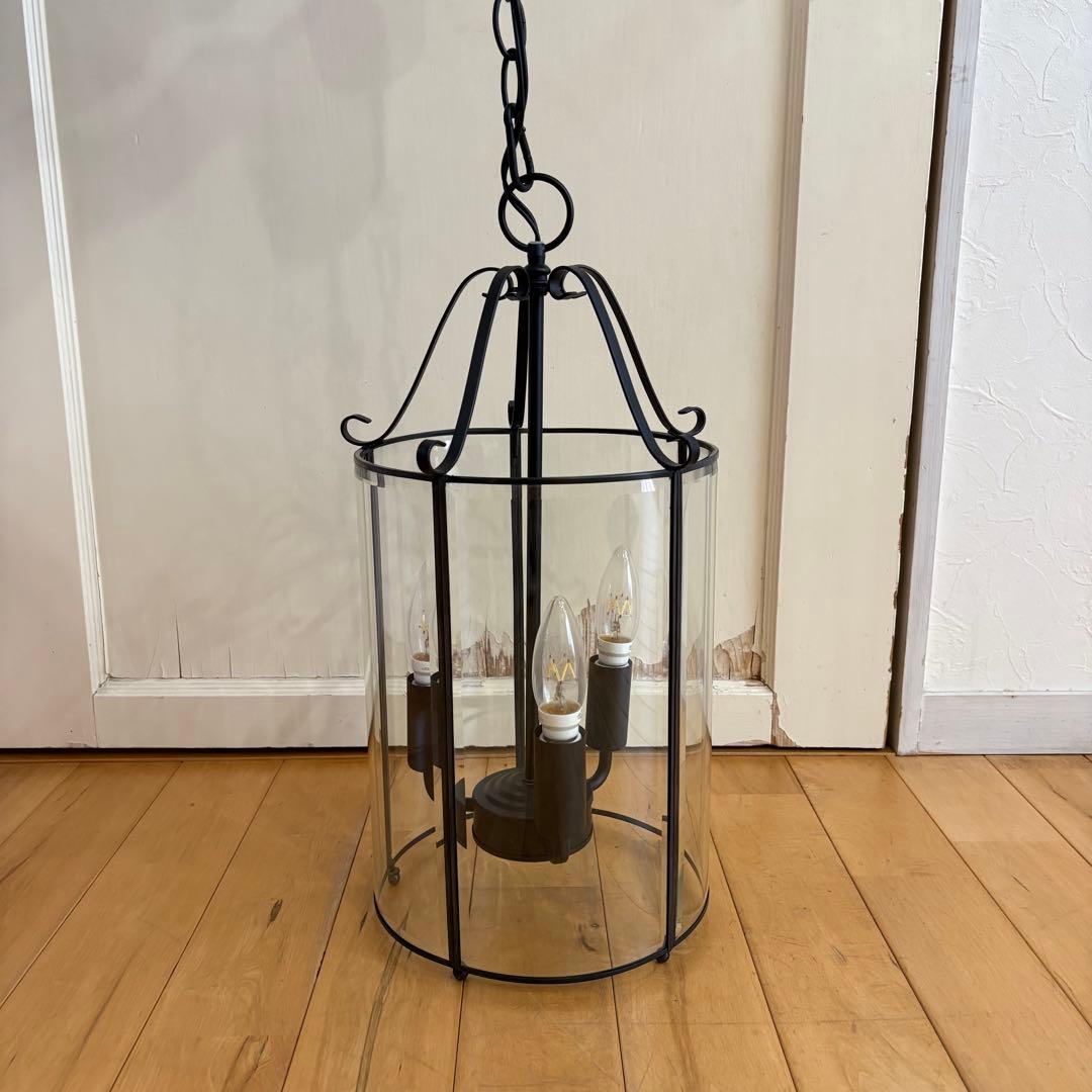 ☆ディクラッセ☆トルド 3灯 アールデコ シャンデリア アイアン ガラス