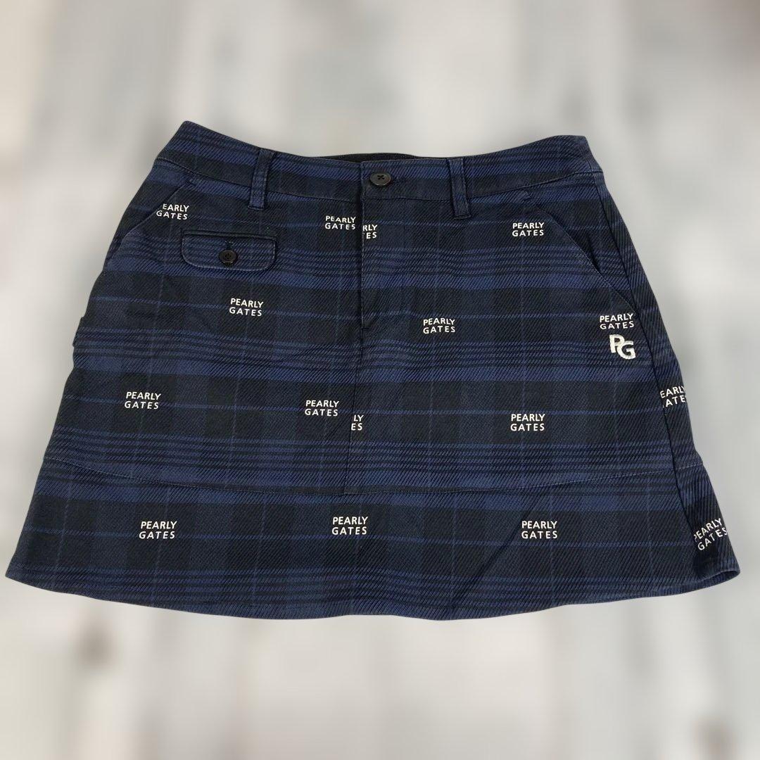 PEARLY GATES レディースチェック柄スカート ネイビー - メルカリ