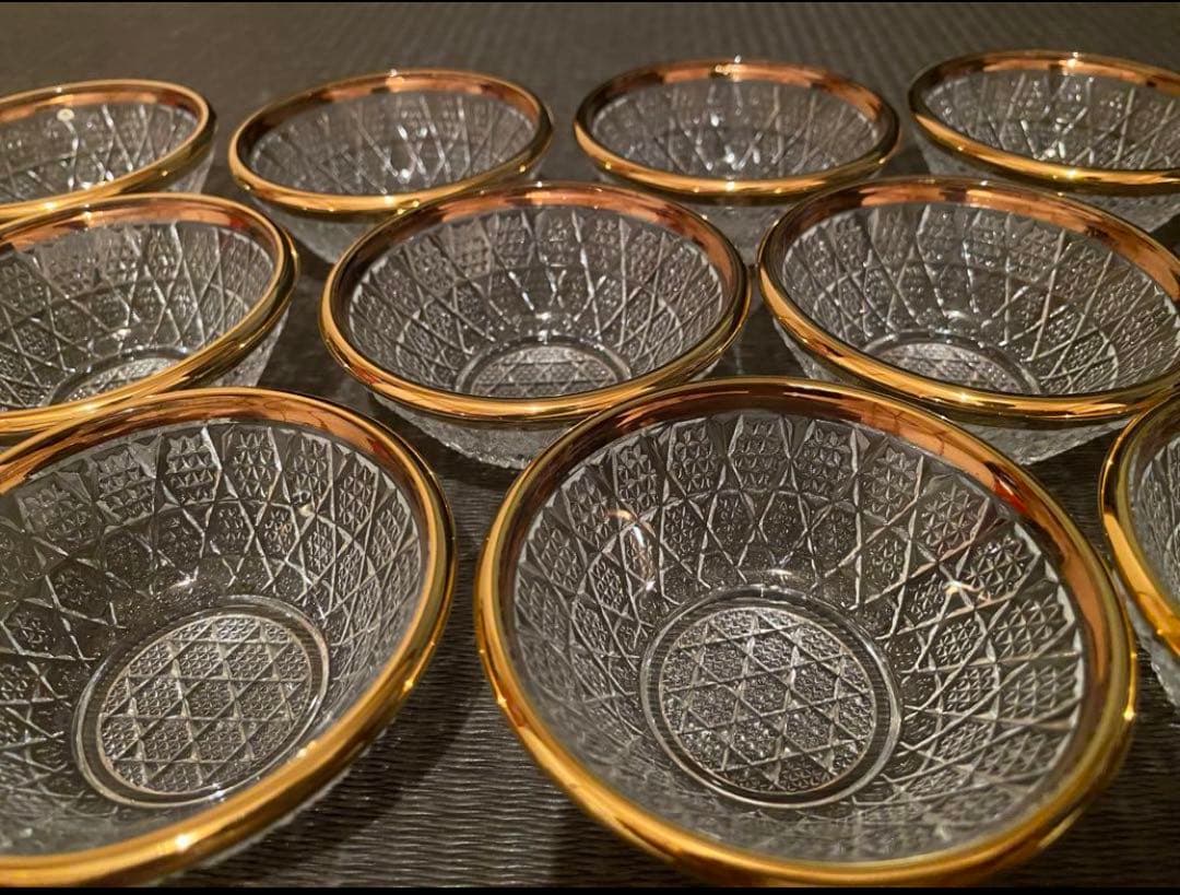 珍味入れ 金付切子柄珍味入れ10客珍味入れ