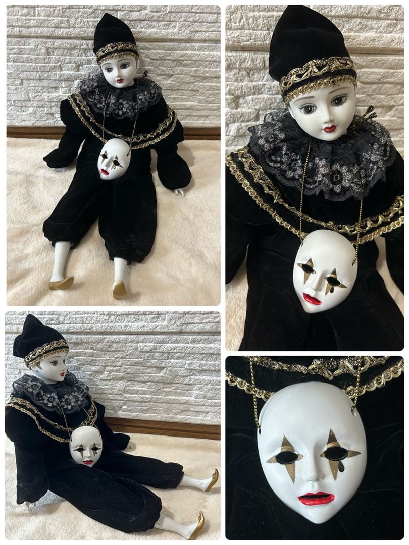 ビスクドール 仮面 道化師ピエロ 人形 インテリア 置物 - メルカリ