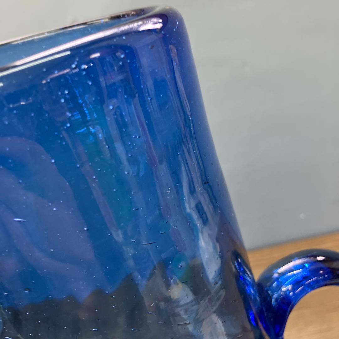 D-壁 琉球ガラス 水差し ピッチャー ブルー 吹きガラス デキャンタ