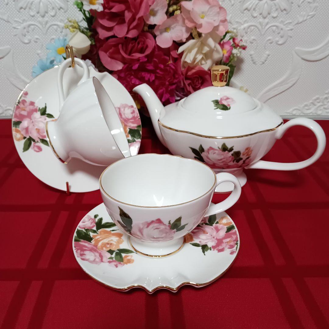 Francfranc フランフラン 花柄 ティーポット カップ&ソーサー2客