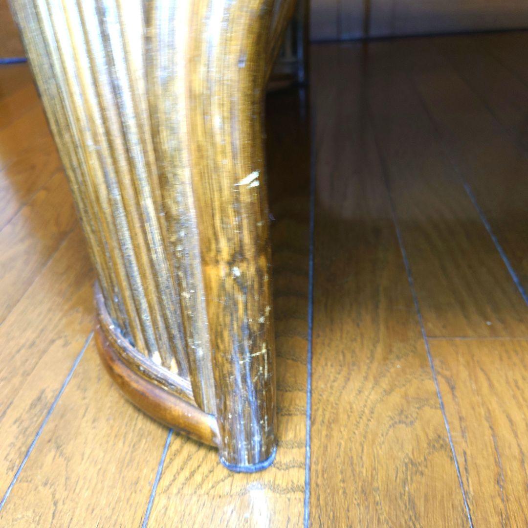 ラタン 籐 座卓 80X80 センターテーブル ガラス天板 こたつ