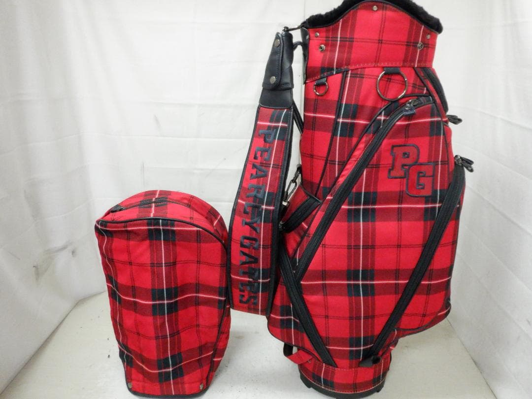PEARLY GATES★パーリーゲイツ★9.0型★良品★スタッフ★RED 定番】合皮スタンド式キャディバッグ ＜LIMITED06＞ (46インチ対応) (9