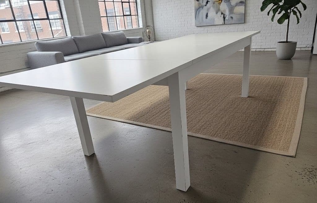 IKEA ダイニングテーブル伸縮型 6人 BJURSTA 白 260×95×74 - メルカリ