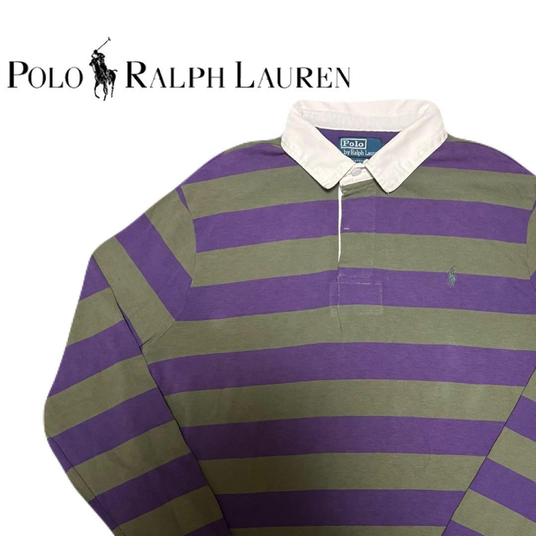 ラルフローレン ラガーシャツ ボーダー ポロシャツ 長袖 90s XL ポニー