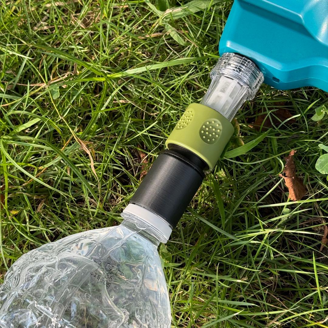 マキタ18V充電式洗浄機用ペットボトルアダプター&クリップ紛失防止