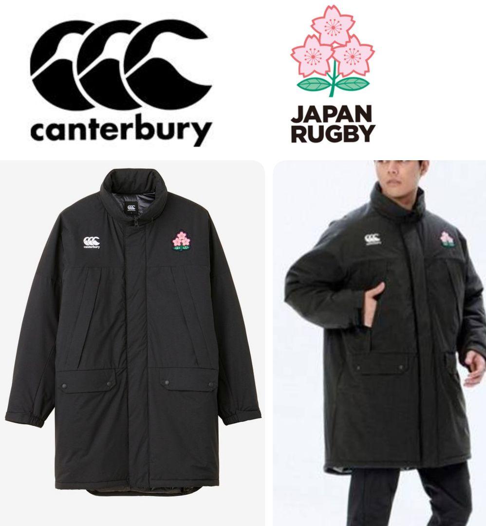 Canterbury 日本代表ラグビー ロングコート ブラック　М カンタベリー（Canterbury） 中綿コート ロングコート メンズ ラグビー