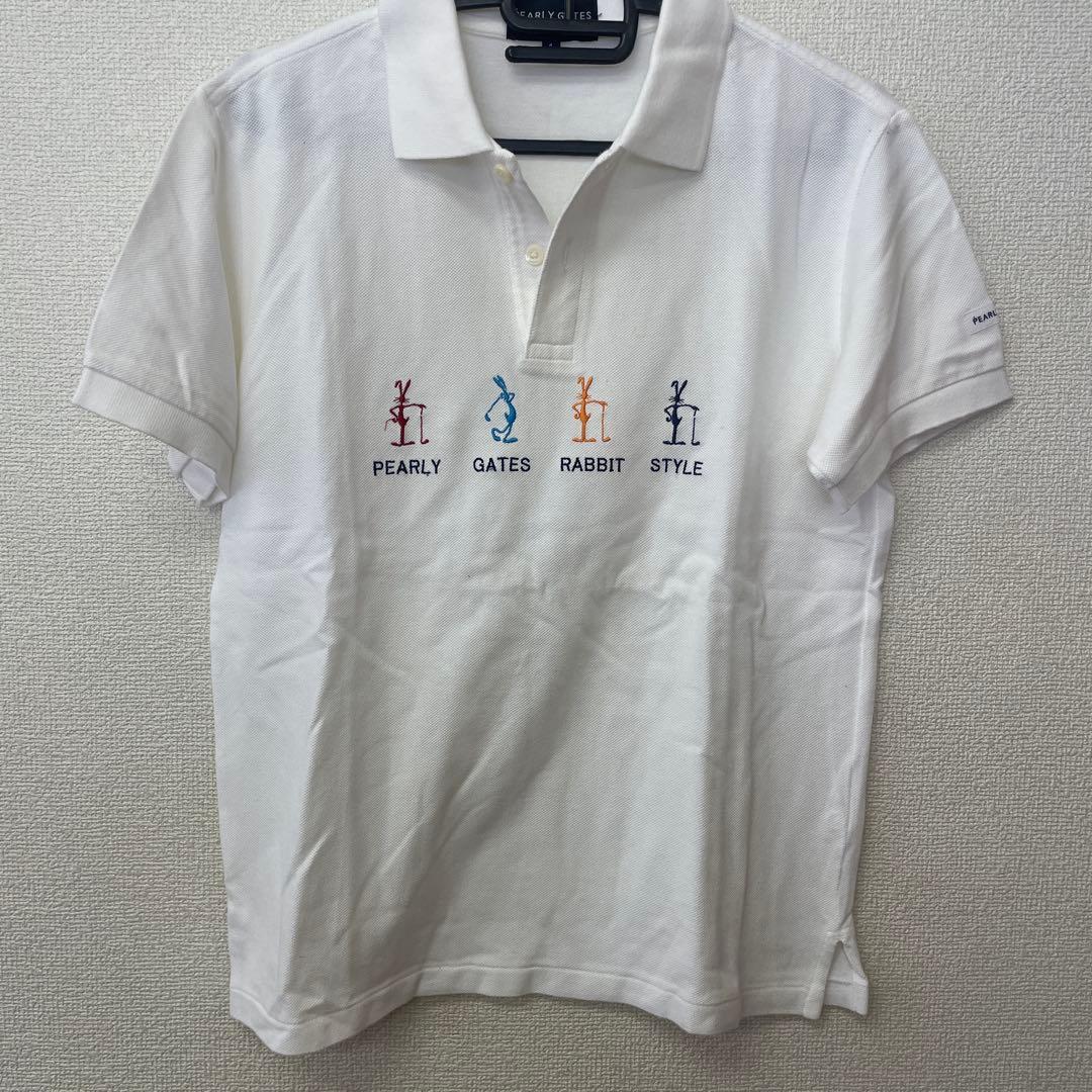 PEARLY GATES 刺繍ポロシャツ ホワイト 半袖 - メルカリ
