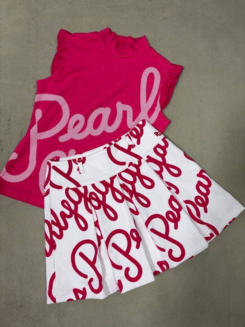 （美品）パーリーゲイツ 、筆記体ロゴグラフィック、セットアップ、サイズ上1、下0 PEARLY GATES（パーリーゲイツ） 【PREMIUM SALE】PEARLY GATES 筆記体