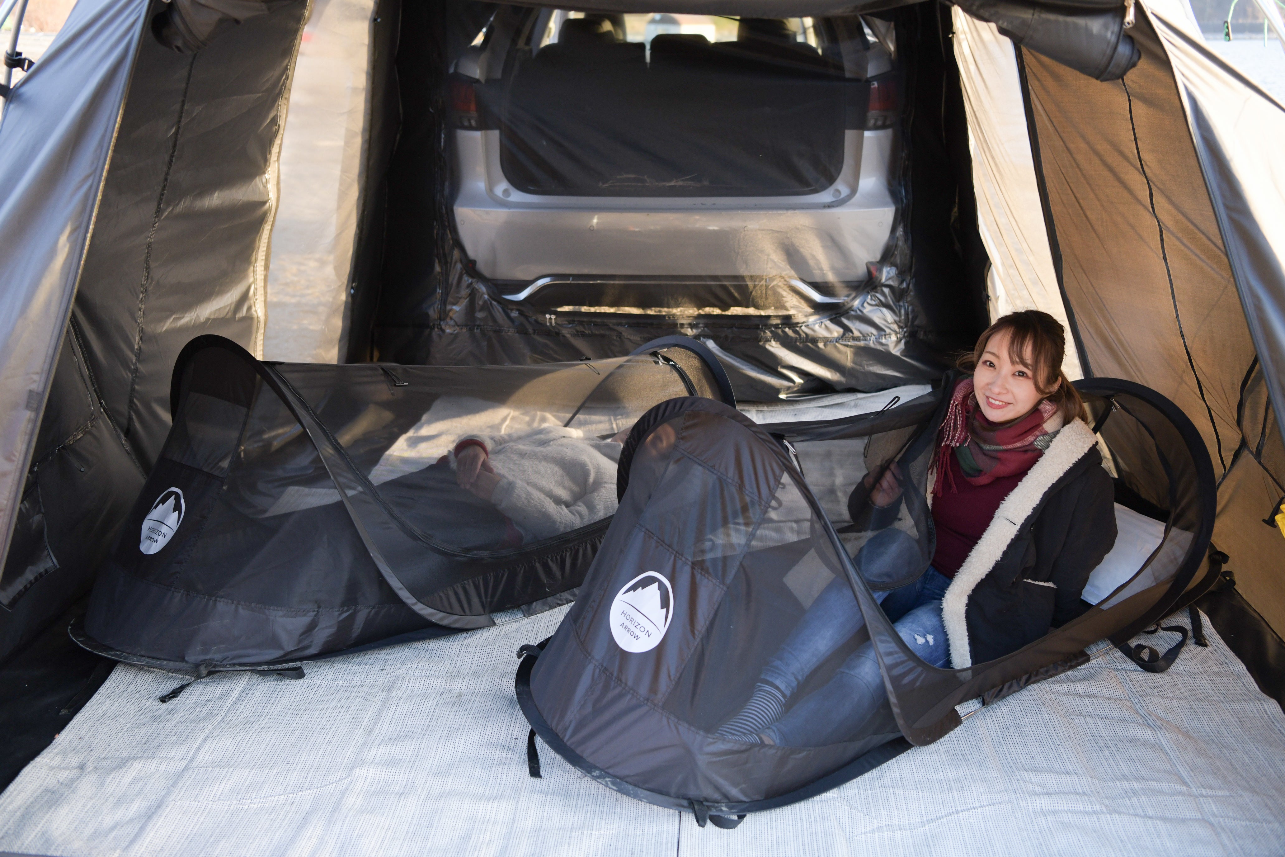 車中泊! 車に連結できるテント(カーレックス）アウトドアで快適な