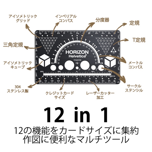 カードサイズのコンパクトスケール！三角定規、分度器、コンパスにも
