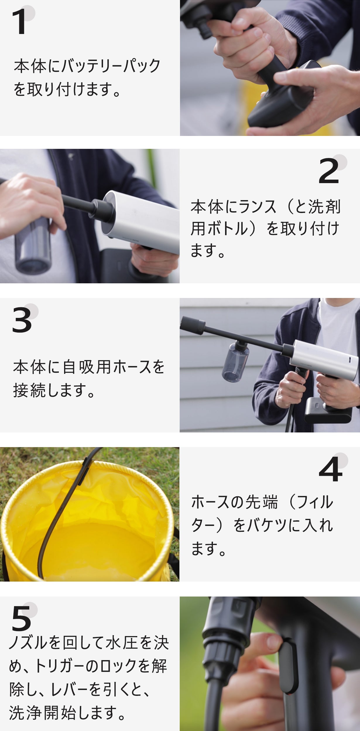 軽量＆強力＆USB充電。実用性もデザイン性も進化したHOTO高圧洗浄機の