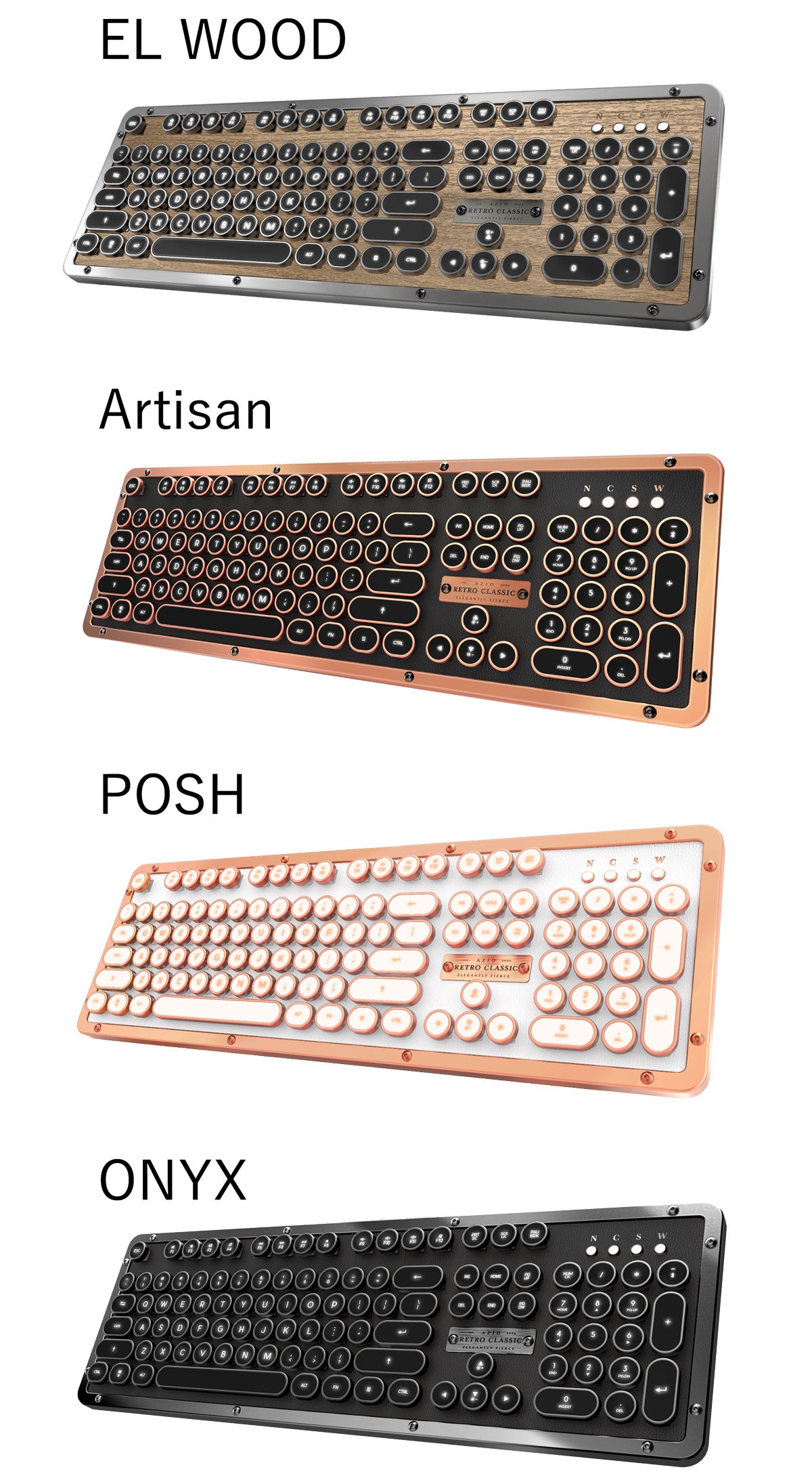 天然素材を使用したハイエンドキーボード。Azio Retro Classic