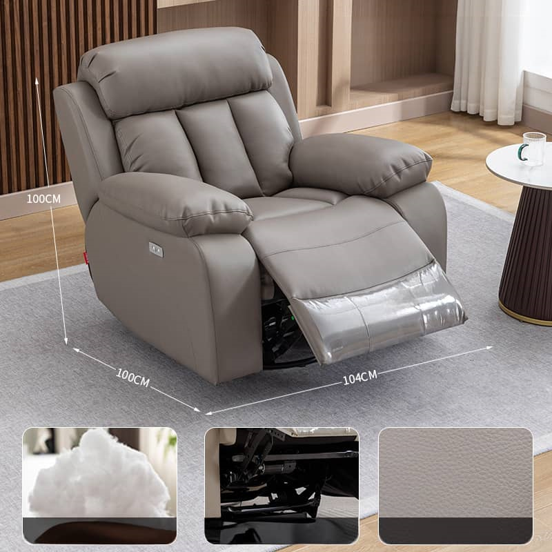 リクライニングソファ 1人掛け 本革 ベージュ ブラウン