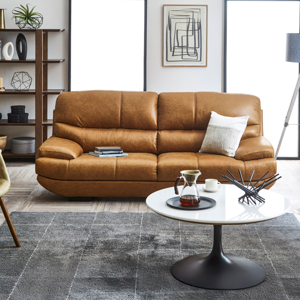 Relaxform メーダ レザーテックスカウチソファ S カカオ RELAX FORM