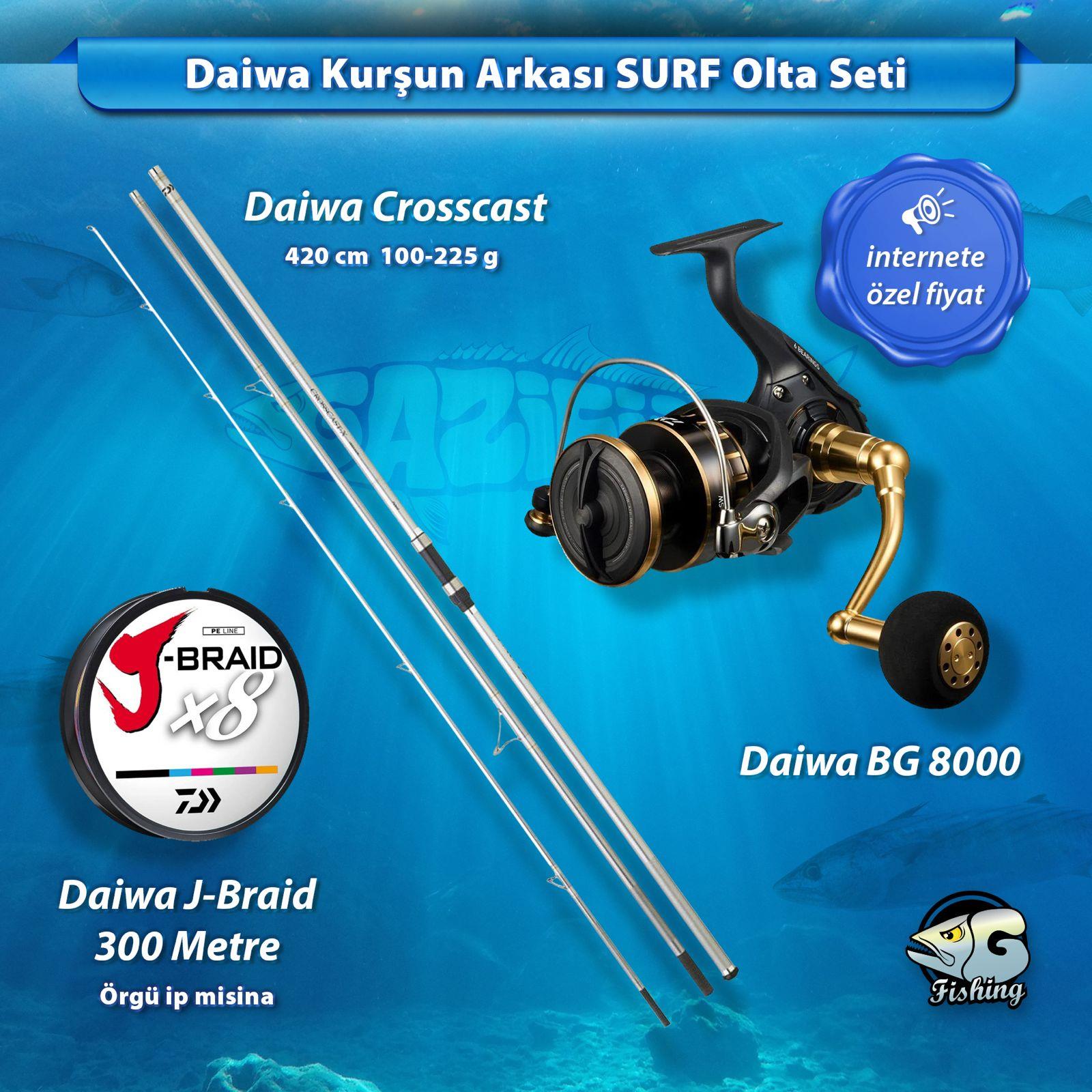 Daiwa New CrossCast + Daiwa BG SW 8000 Kurşun Arkası Surf Olta Seti