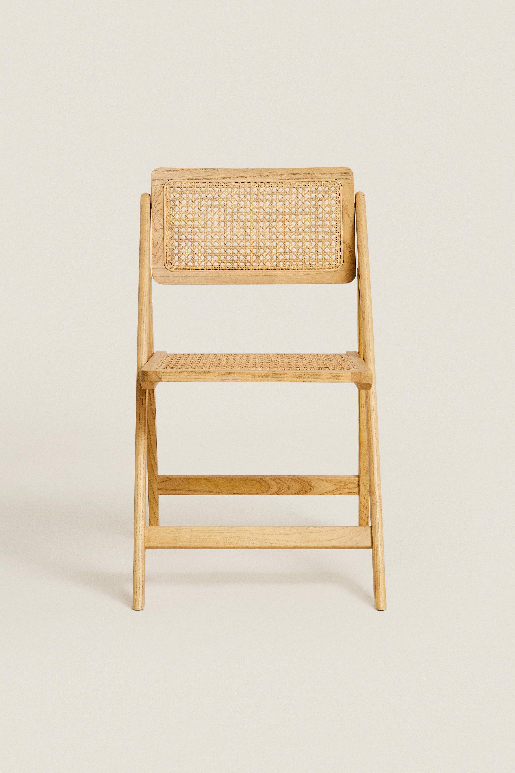 RATTAN AND WOOD FOLDING CHAIR - Lys beige | ZARA Norge / Norway