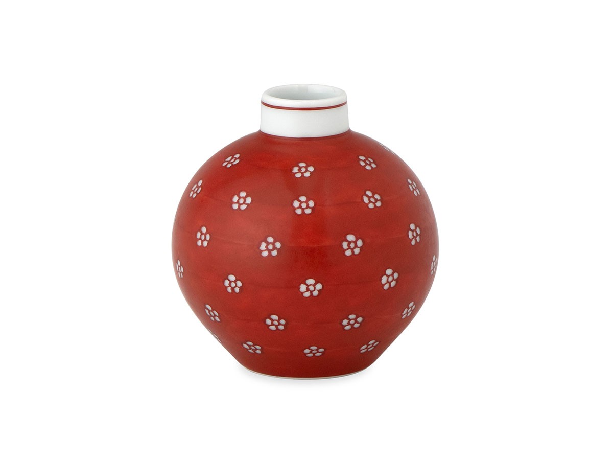 源右衛門窯 赤絵梅地紋 小花瓶 / げんえもんがま 赤絵梅地紋 小花瓶