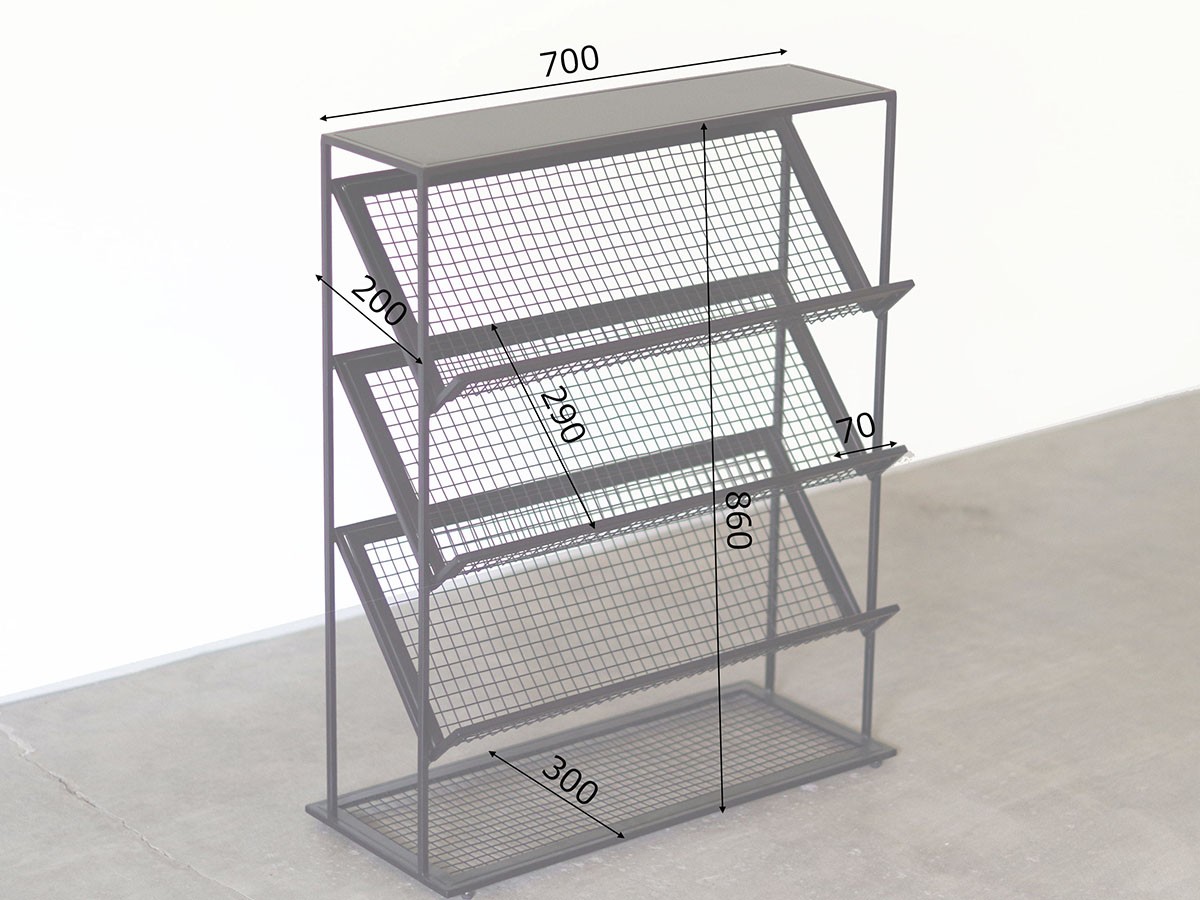LIFE FURNITURE IRON DISPLAY MAGAZINE RACK / ライフファニチャー