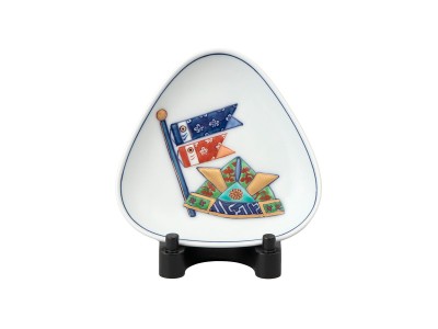 源右衛門窯 染錦兜絵 陶額・大 / げんえもんがま 染錦兜絵 陶額・大