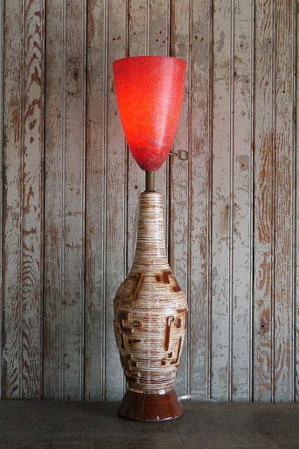 アンティーク 陶器ベース ファイバーシェードテーブルランプ - STAGE