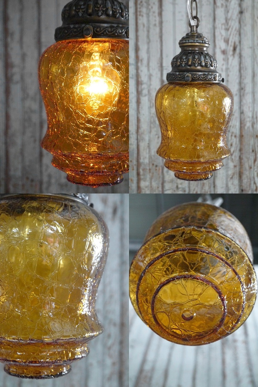 アンティーク 小型アンバーガラス 吊り下げランプ - STAGE ANTIQUE
