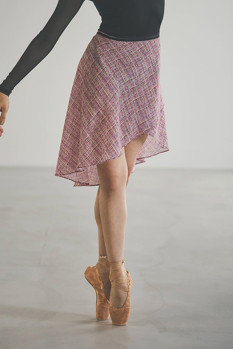 stina / pink tweed wrap skirt